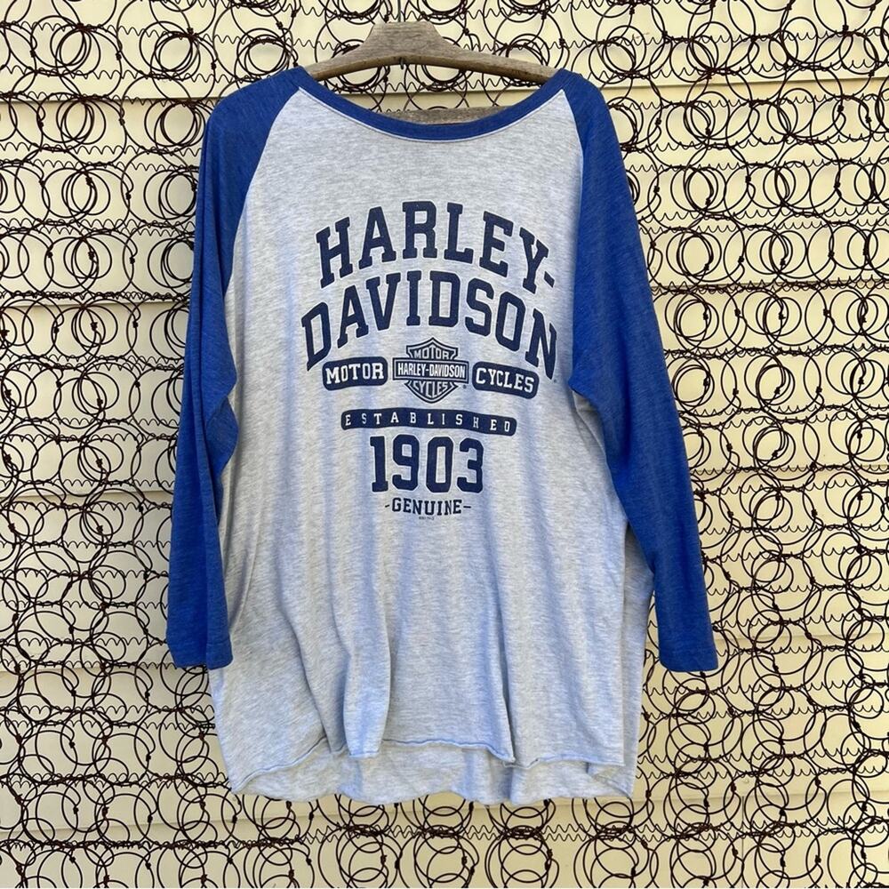 Harley Davidson blue gray baseball style shirt Black Hills Rapid City, SD 2X?